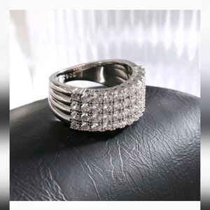 925 White Gold Paved Diamond Ring